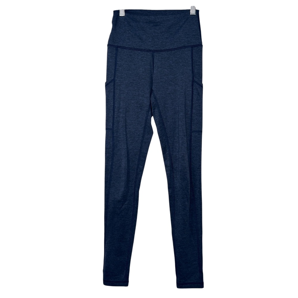 Aerie Chill Play Move Leggings S Navy Blue Space Dye High Waisted Pockets Yoga